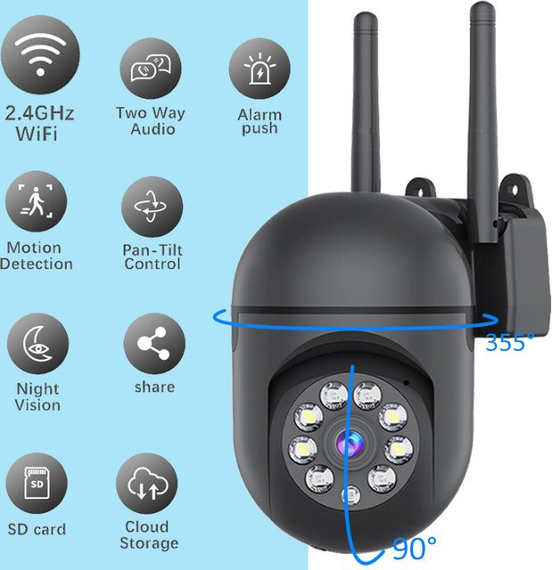 XVIM 2K WLAN PTZ-Sicherheitskamera mit 3MP HD, Schwarz, IP-Kamera für Innen und Außen mit automatischer Verfolgung und Audio-Video-Überwachung - Bild 1