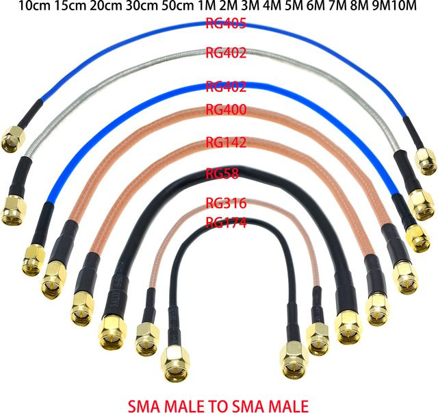 RFProMaker Koaxialkabel Jumper mit SMA Stecker auf SMA Stecker für RG316 RG58 RG174 RG142 RG400 RG402 RF Pigtail Verlängerungskabel - Bild 1