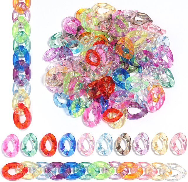 louleur Acryl Link Kette Perlen, Bunt, Transparent, Unisex - Bild 1