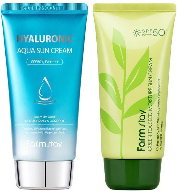 FARM STAY Sonnenschutzcreme Set, Grüner Tee & Hyaluronsäure, LSF 50+ - Bild 1