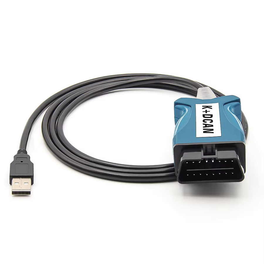 JFIND K+DCAN FTDI FT232RL OBD2 Diagnosekabel mit Druckknopf für BMW 1/3/5/7 Serie und E-Serie, INPA Auto-Diagnosewerkzeug in Weiß und Blau - Bild 3