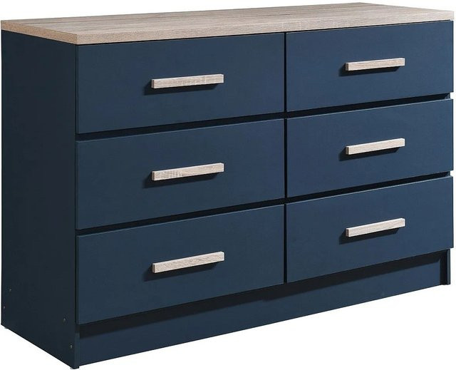 Vente-unique Kommode Skaido in Blau und Naturfarben Hell mit einer Breite von 120 cm - Bild 1