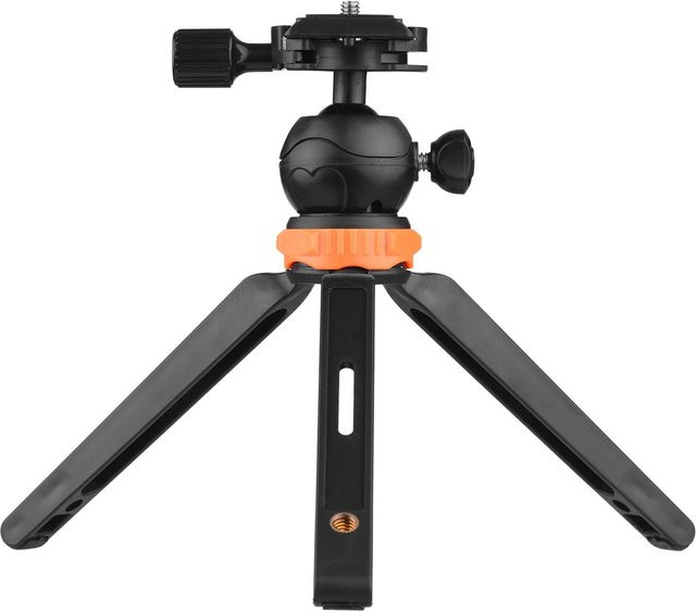 Andoer Tragbares Mini-Desktop-Stativ mit 2-stufiger Höhenverstellung und 1/4 Zoll Anschluss, Schwarz, max. Tragkraft 1,2 kg - Bild 1