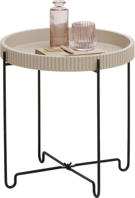 Mömax Beistelltisch Ronja modern, rund, Sand/Schwarz, B/T/H: 35,0 x 37,5 x 35,0 cm - Bild 1