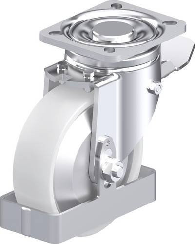 Blickle Stahlblech-Lenkrolle LH-PO 125KA-1-ST-FA-FS in Weiß mit 125 mm Rad-Durchmesser und 300 kg Tragfähigkeit - Bild 1
