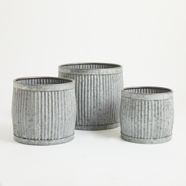 3er-Set Eisen Pflanztopf von BLUME2000 in Grau mit modernem Design für den Tisch - Bild 1