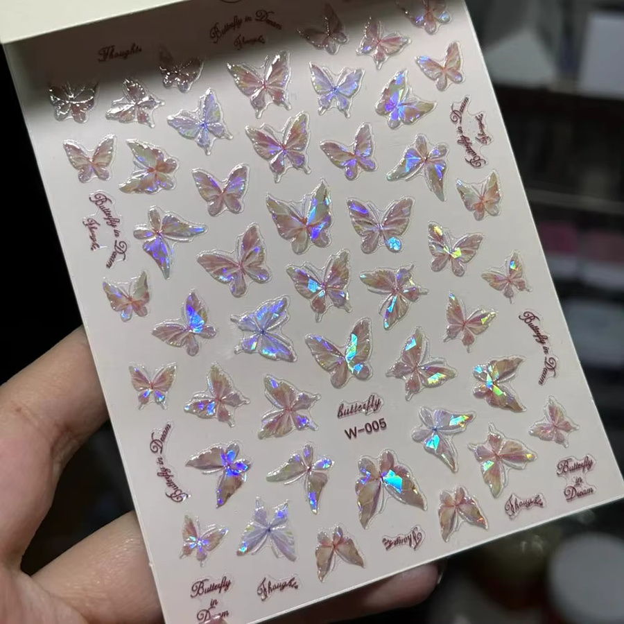 MingLee Nagelaufkleber Schmetterling, Glänzend, Rosa Lila - Bild 3