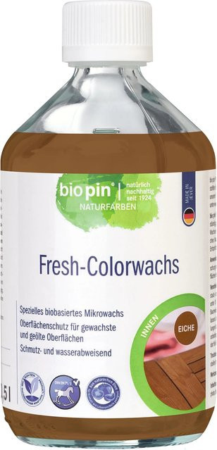Biopin Fresh-Color Öl-Wachs Eiche in Braun, 500 ml, wasserabweisend und lebensmittelecht, Seidenglanz - Bild 1