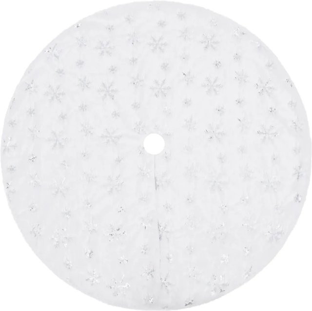vidaXL Weihnachtsbaumdecke mit Schneeflocken aus Kunstpelz und Vlies, Weiß, Durchmesser: 150 cm - Bild 1