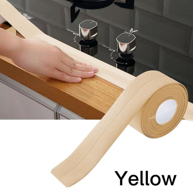 Selbstklebender Dichtungsstreifen von Yiran Furniture in Beige, wasserdichtes Spülbeckenrandband für Dusche, Bad und Küche, Breite: 3,8 cm, Länge: 3,2 m - Bild 1