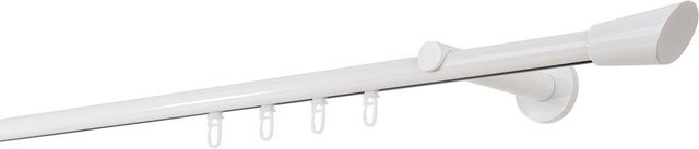 Ondeco Gardinenstange auf Maß Weiß mit 1-läufigem Innenlauf 20mm und Wandträgern 12cm Breite: 360 cm - Bild 1