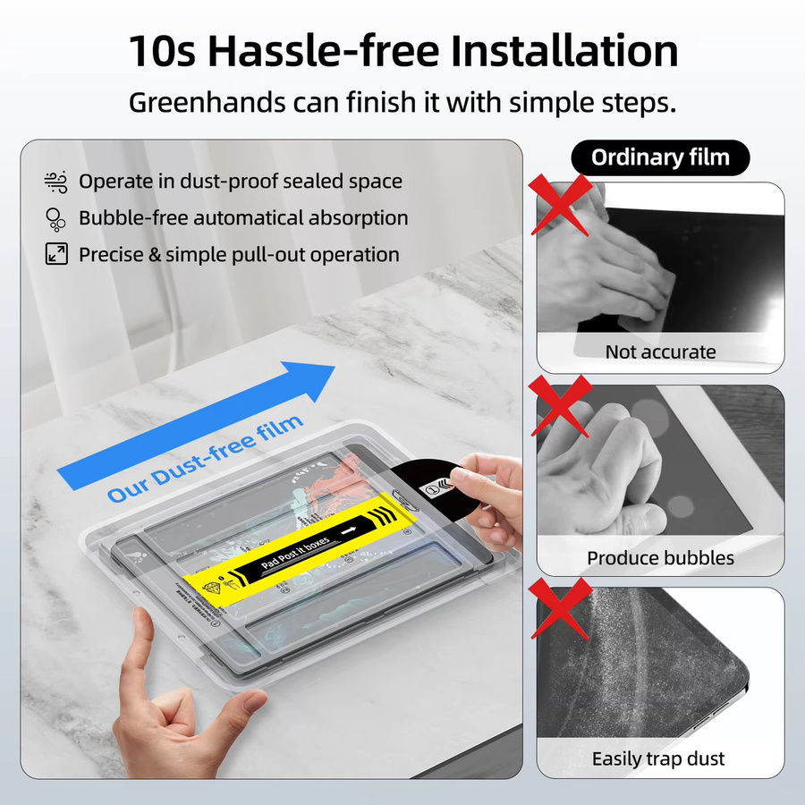 GOOJODOQ Displayschutzfolie aus gehärtetem Glas für iPad 10, iPad Pro 11 und 13 sowie iPad Air 4/5/6/7, transparent und fingerabdruckresistent - Bild 2
