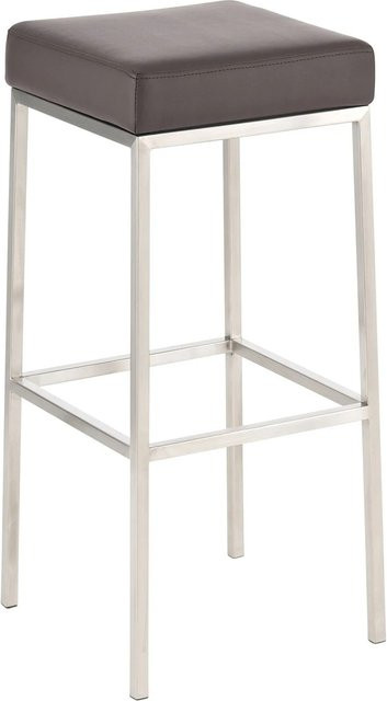 DELUKE Barhocker BIDAN aus Kunstleder in Braun mit Lehne, B/T/H: 37 x 37 x 85 cm - Bild 1
