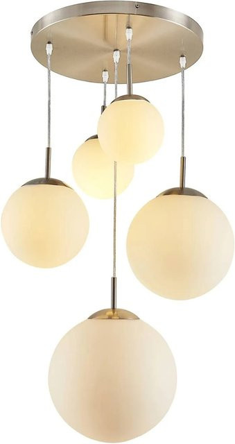 Lindby Pendelleuchte Heleska 4018307 Modern, 5-flammig, Alu-grau, Metall und Glas, E27 - Bild 1