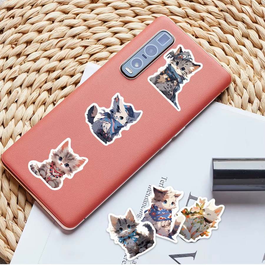 50 kreative Sticker-Set mit ethnischen Motiven und Katzen für Laptop, Handyhüllen und iPad, Mehrfarbig - Bild 4