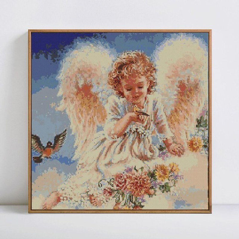 FIYO DIY-Diamantmalerei mit runden Strasssteinen, Mädchen-Motiv, mehrfarbig, B/H: 30 x 30 cm - Bild 1
