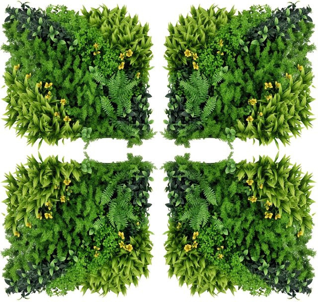 Outsunny 12er Set künstliche Hecke als Pflanzenwand aus PE-Kunststoff in Grün, B/H: 50 x 50 cm, Tiefe: 7 cm - Bild 1