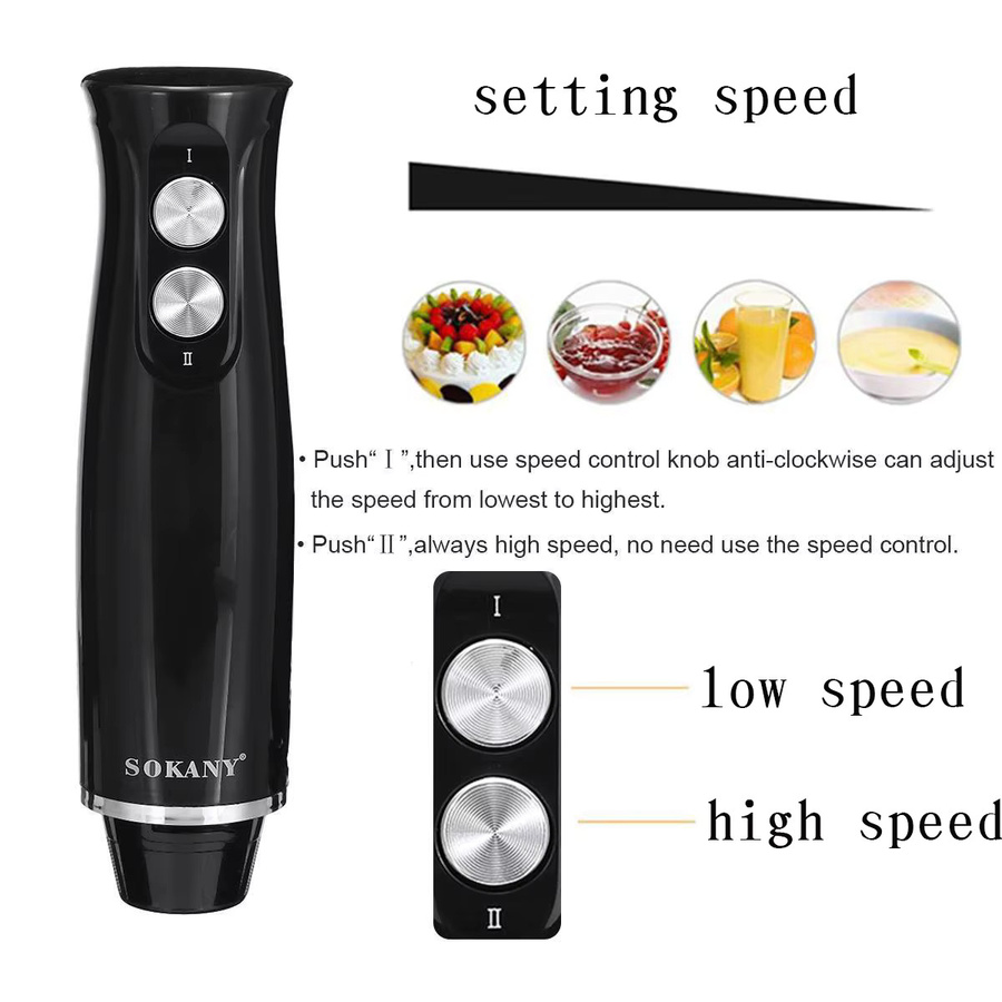 GECOFEER 4-in-1 Elektrischer Stabmixer 500W in Schwarz mit Edelstahlklingen für Gemüse, Fleisch, Eier und Saft - Bild 3