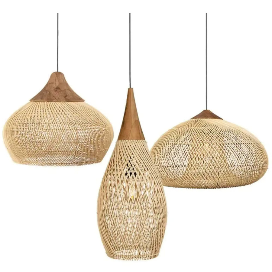 JOYINLED Rattan-Pendelleuchte in Beige, rustikale handgewebte Anhängerleuchte aus natürlichem Rattan für Zuhause, Hotel und Restaurant - Bild 2