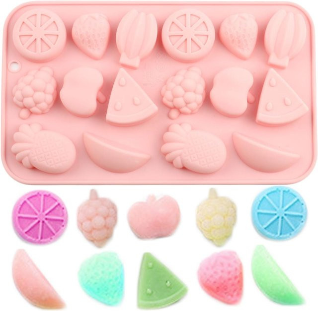 Veridian 16-fach Silikonform für Früchte in Pink zur Herstellung von Schokolade und Süßigkeiten - Bild 1