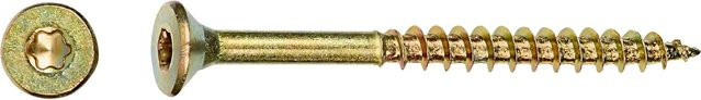 LUX-TOOLS Senkkopf Spanplattenschraube mit Torx-Antrieb, verzinkt, Gold/Gelb, Durchmesser: 3,5 mm, Länge: 40 mm, 200 Stück - Bild 1