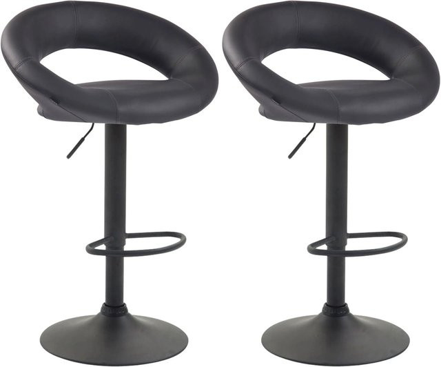 2er Set DELUKE MEKIM Barhocker aus Kunstleder in Grau und Schwarz, höhenverstellbare Barstühle mit Lehne und 360 Grad Drehbarkeit, B/T/H: 53 x 47 x 80 cm - Bild 1