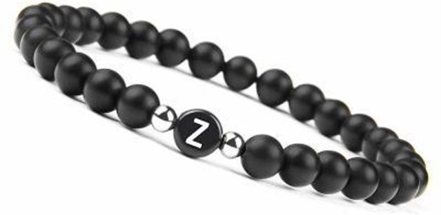 Armband, schwarzer matter Stein, Perlenarmreif, Unisex - Bild 1