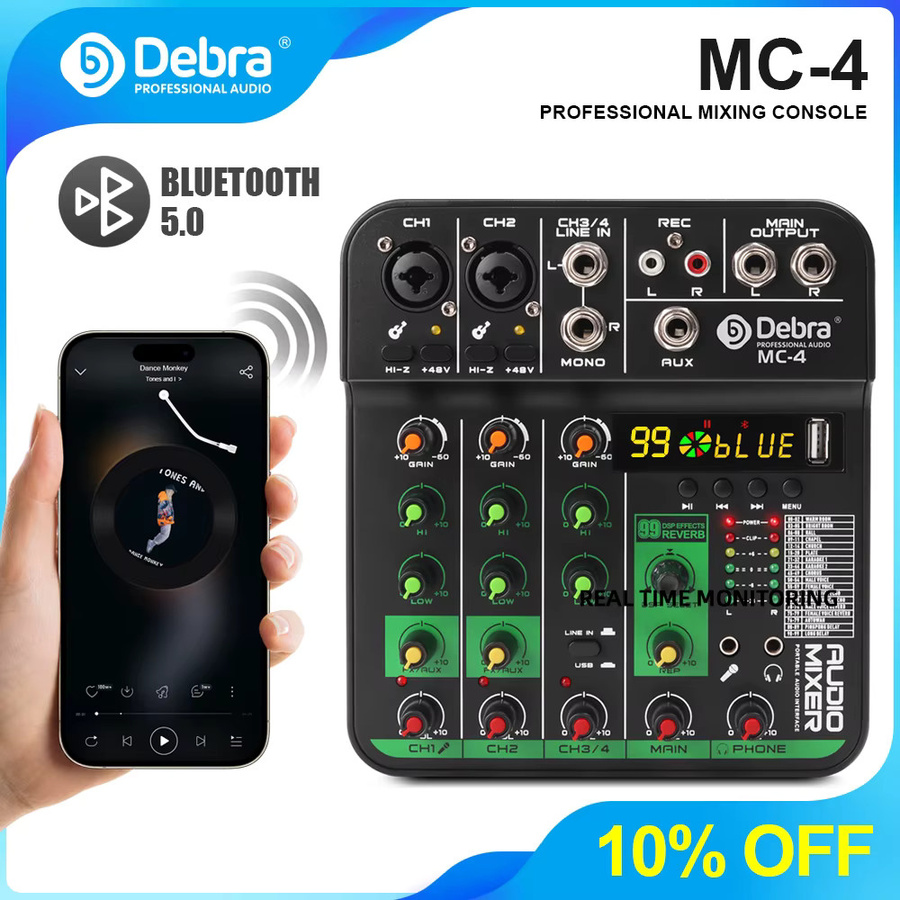 Debra MC4 Mischpult in Schwarz mit Bluetooth 5.0 und Mikrofon - Bild 6