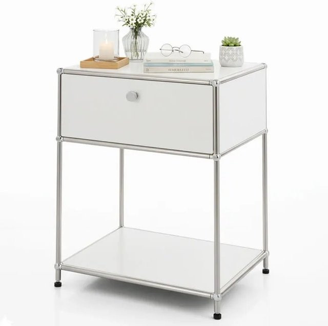 Floordirekt Concept Epure MK-139 Beistelltisch aus Metall in Weiß, B/T/H: 50 x 40 x 65 cm - Bild 1