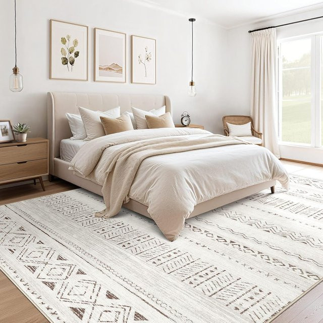 VIKAMA Minimalistischer High-End-Teppich in Weiß für Wohnzimmer und Schlafzimmer B/T: 120 x 80 cm - Bild 1