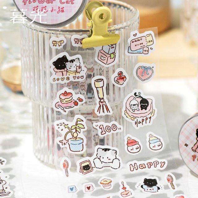 Kitten Life Diary Series Goo Ka Tape Washi Tape mit handbemaltem Kätzchenmuster in Multicolour - Bild 1