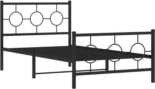 vidaXL Bettgestell aus Metall mit Kopf- und Fußteil in Schwarz, B/T/H: 100 x 190 x 91 cm - Bild 1