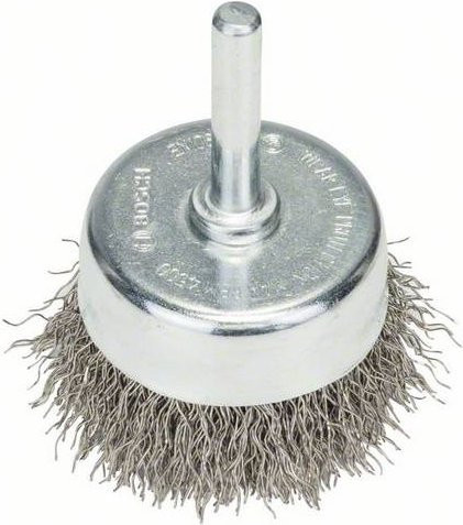 Bosch Topfbürste aus Edelstahl mit gewelltem Draht in Silber, Durchmesser: 50 mm, Drahtstärke: 0,3 mm, Schaft-Ø: 6 mm - Bild 1