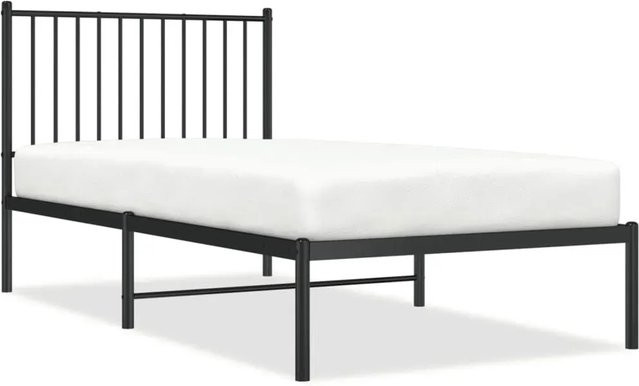 vidaXL Bettgestell aus Metall mit Kopfteil in Schwarz, B/T/H: 90 x 190 x 95 cm - Bild 1