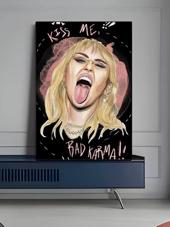 D-Diva Miley Cyrus Blumen Poster Selbstklebender Wasserdichter Wandaufkleber mit floralem Design in Multicolour, B/H: 20 x 20 cm - Bild 5