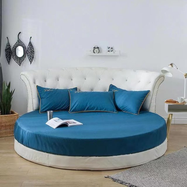 Runde Tagesdecke aus 100 % Baumwolle von Super Six in Blau, Durchmesser: 220 cm - Bild 1