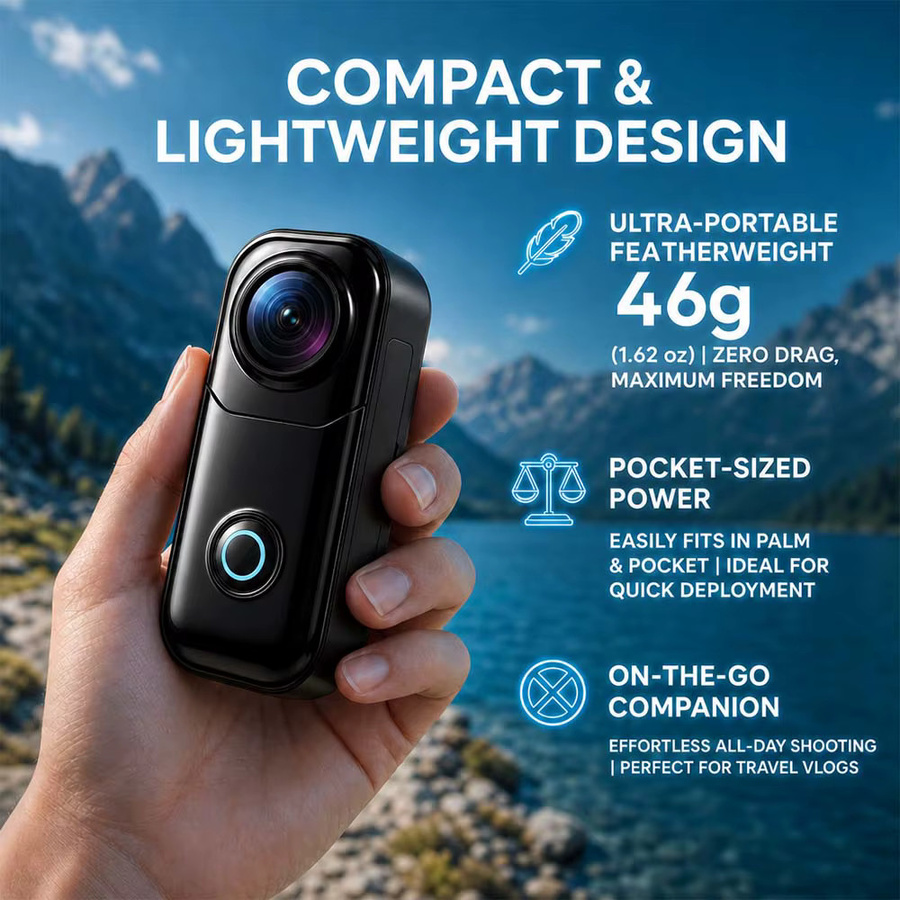 4K Mini-Actionkamera tragbare Videokamera für Outdoor-Sport und Reisen in Schwarz oder Weiß - Bild 4