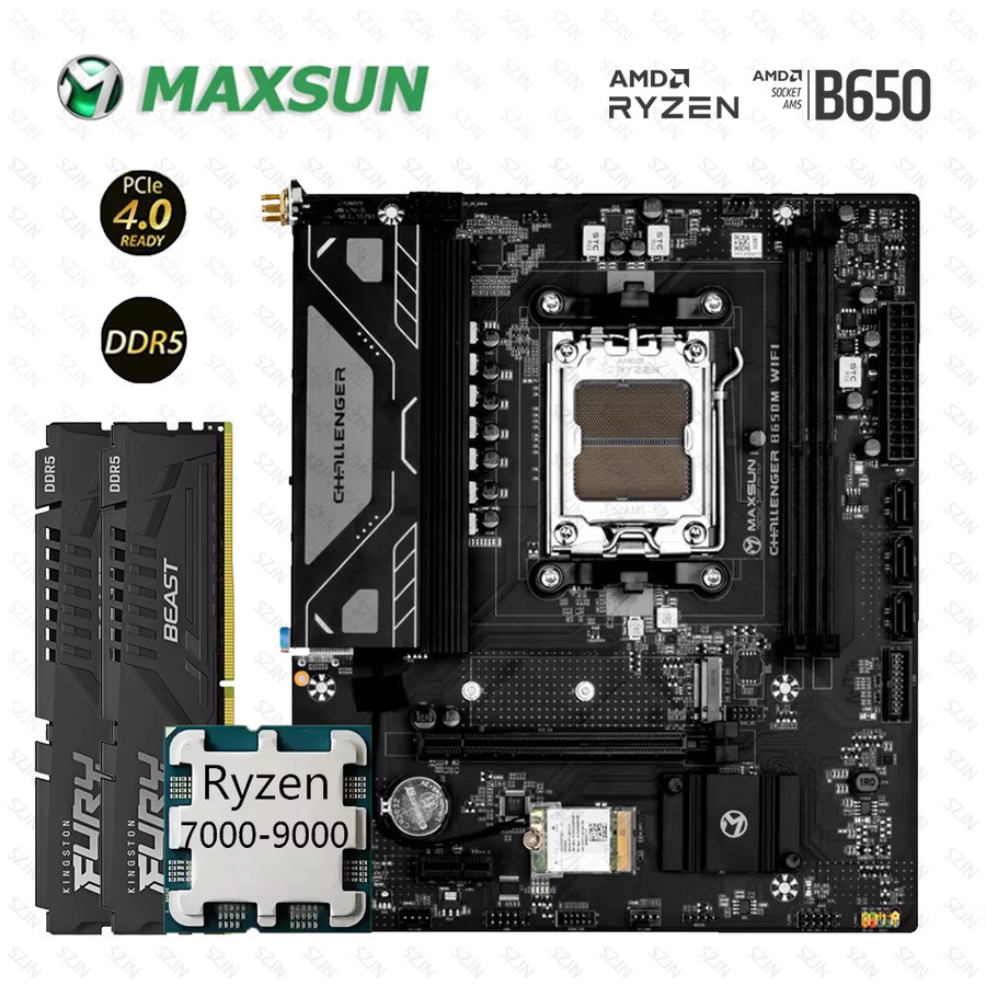 Maxsun B650M Motherboard mit AM5-Sockel für Ryzen 7000–9000, DDR5 Dual Channel und Onboard WIFI in Schwarz - Bild 6