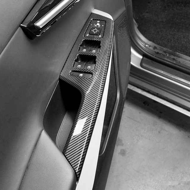 ZHEN YI TIE Carbon Faser Stil ABS Fensterheber Schalter Panel und Tür Armlehne Pad Abdeckung Trim für KIA EV6 2022 2023 2024 in Schwarz - Bild 1