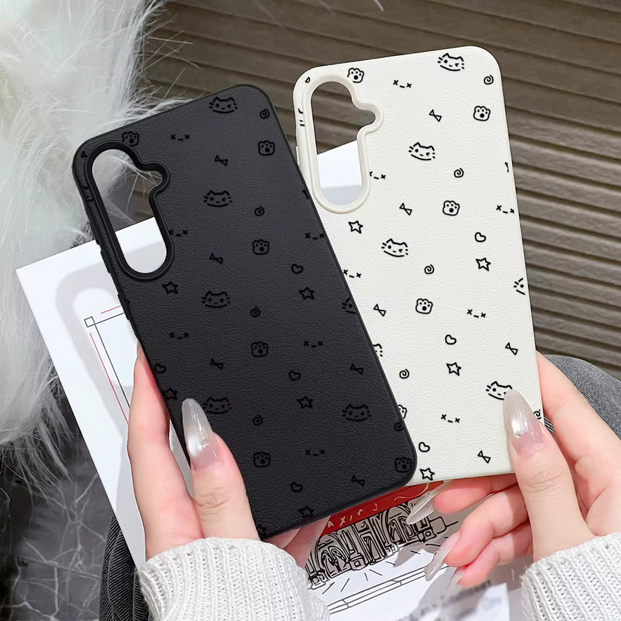AKABEILA Handyhülle mit Cartoon-Katzen-Design für Samsung Galaxy S25 Ultra S24 FE S23 A56 5G A55 A36 A53 A35 A34 A17 A16 A07 A06 A05S A26 in Schwarz aus weichem Silikon - Bild 5