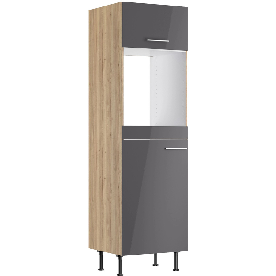 Optifit Küchen-Hochschrank Jonte für Backofen und Kühlschrank in Anthrazit-WildEiche, Breite: 60 cm, Höhe: 211,8 cm, Tiefe: 58,4 cm - Bild 2