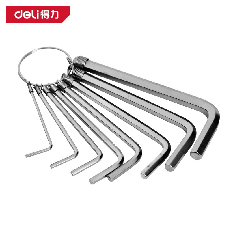 Deli Hängering Flachkopf Sechseckiges Set aus vernickeltem Chrom-Vanadium-Stahl für Mehrzweck-Reparaturen, 8/10 Stück - Bild 2