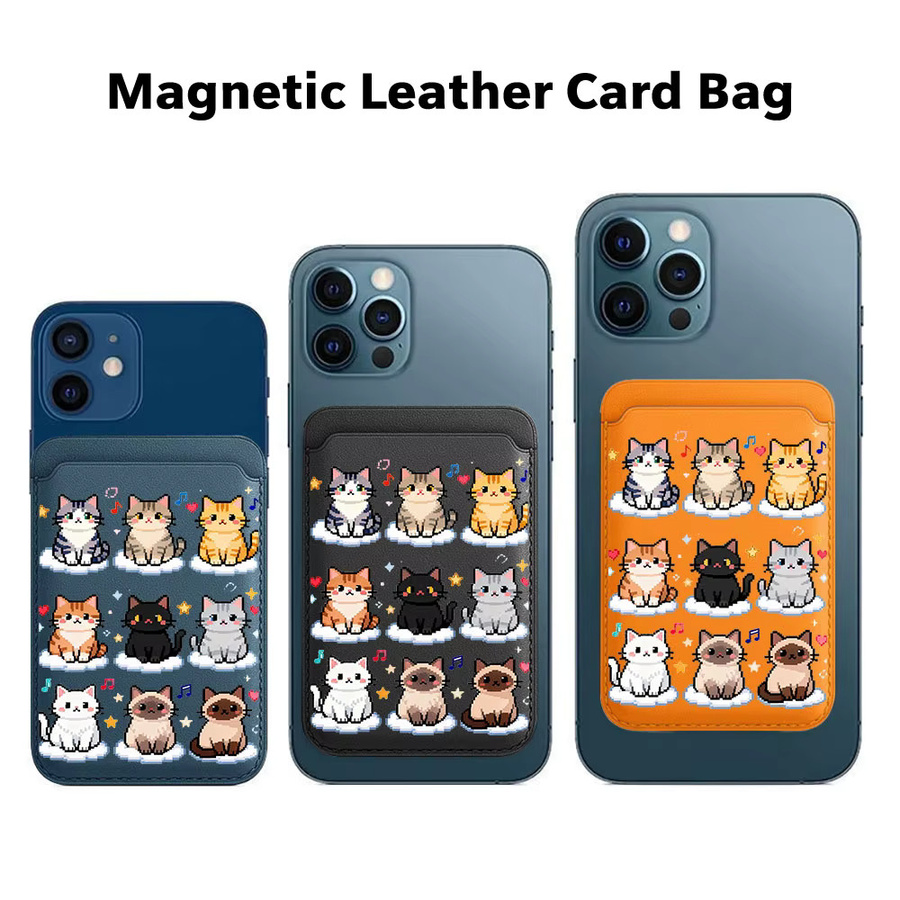 Magnetischer Kartenhalter mit Mosaik-Katzenmuster für iPhone 17 16 Pro Max und Samsung Galaxy S26 S25 Ultra, MagSafe Wallet Cover, Mehrfarbig - Bild 4