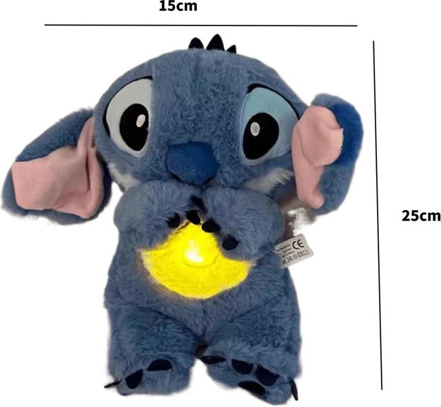 Disney Stitch Plüschpuppe Baby, Atmende Schlafbegleiter, Musik und Licht, Grau - Bild 1