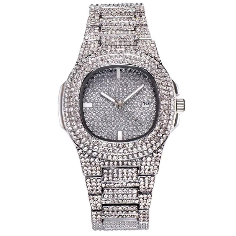 Herrenuhr, Quarz, Edelstahl, Diamantbesetzt, Gold, Silber, Datum - Bild 2