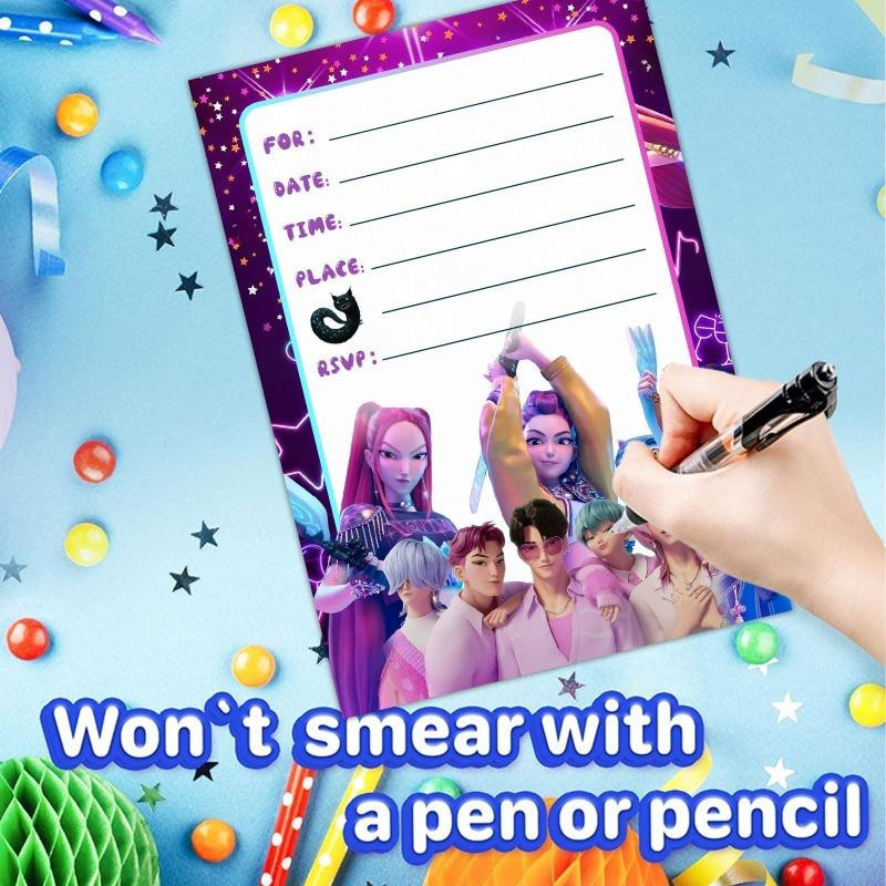 12 Stück Kpop Dämonenjäger Einladungskarten in Lila für Geburtstag und Weihnachtsfeier - Bild 2