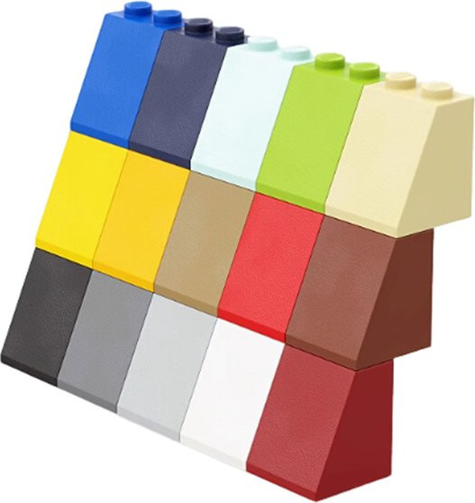 XMWL 3678 Slope 65 2x2 Baustein Kit, 12-teiliges Set, Schwarz, Bunt / Mehrfarbig - Bild 1
