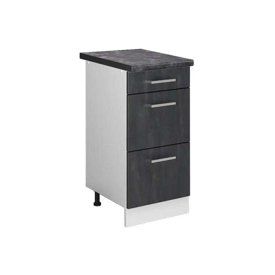 Vicco Küchenunterschrank R-Line Schubladenschrank mit Arbeitsplatte in Schwarz Beton und Anthrazit, Korpus Weiß - Bild 3
