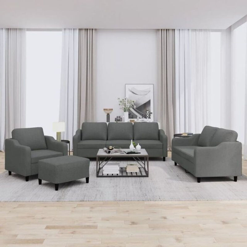 Vidaxl 4-tlg. moderne Sofagarnitur mit Kissen in Anthrazit und Grau aus Stoff - Bild 1