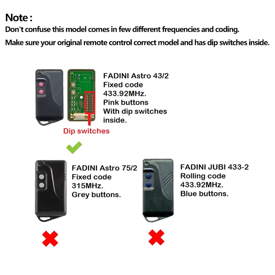FADINI Astro-43/2 Garagentor- und Torfernbedienung als Festcode-Kopierer mit 433,92 MHz - Bild 2